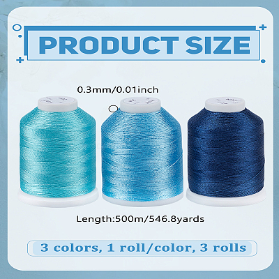 3 Rolls 3 Colors Nylon Thread NWIR-LP0001-05D-1