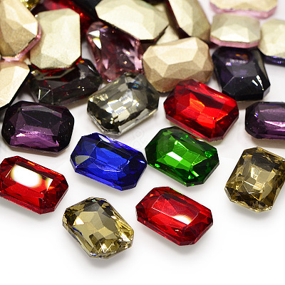 Faceted Rectangle K9 Glass Pointed Back Rhinestone Cabochons RGLA-A017-10x14mm-SM-1