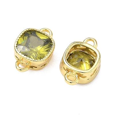 Brass Pave Cubic Zirconia Square Connector Charms KK-P348-06G-02-1