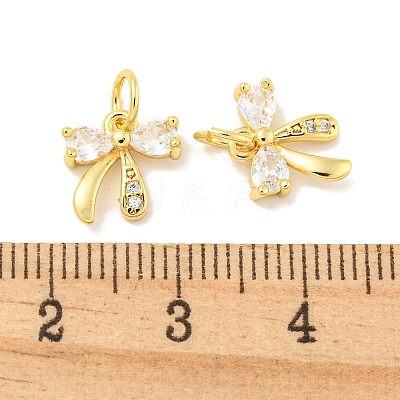 Rack Plating Brass Micro Pave Clear Cubic Zirconia Pendants KK-B093-01B-G-1