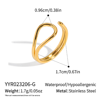 Stylish 304 Stainless Steel Cuff Ring for Women's Summer Accessories WU8942-3-1