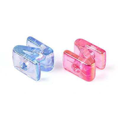 UV Plating Transparent Acrylic European Beads OACR-M027-02N-1