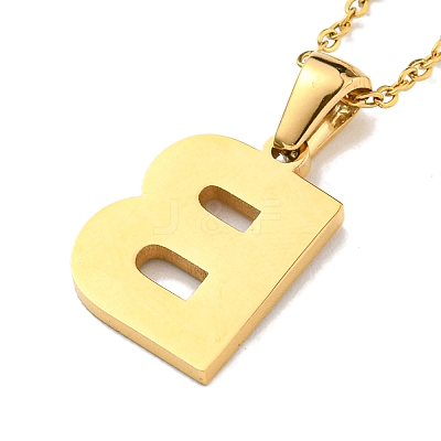 Ion Plating(IP) Initial Letter 304 Stainless Steel Pendant Necklaces NJEW-M199-01G-B-1
