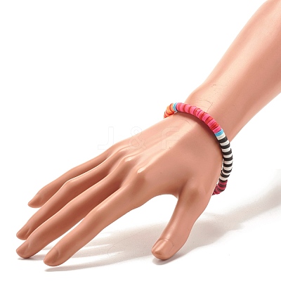Handmade Polymer Clay Heishi Beaded Stretch Bracelet BJEW-JB07605-1