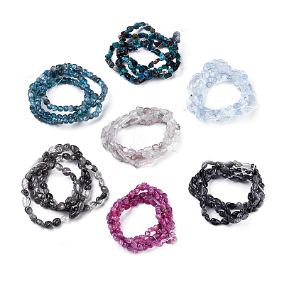Natural Mixed Gemstone Bead Stretch Bracelets BJEW-K213-M03-1
