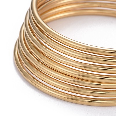 Ion Plating(IP) 7Pcs Fashion 304 Stainless Steel Plain Bangles BJEW-L664-022B-G01-1