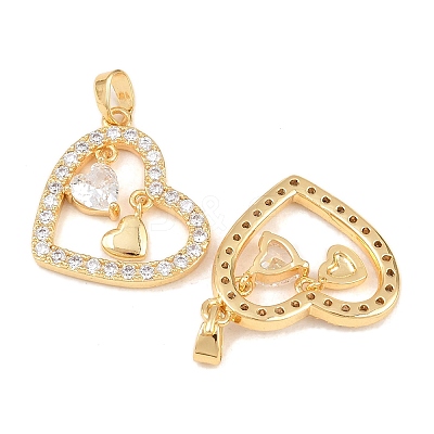 Brass Micro Pave Clear Cubic Zirconia Pendants KK-G552-02G-04-1