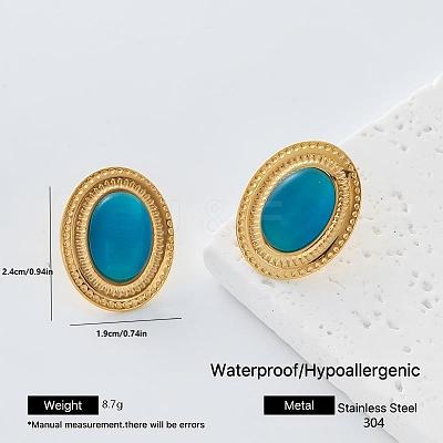 304 Stainless Steel Resin Stud Earrings for Women OH3456-8-1