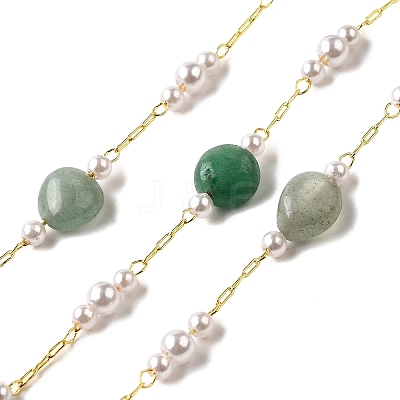 Handmade Natural Green Aventurine Nuggets Beaded Chains CHC-F020-03G-01-1