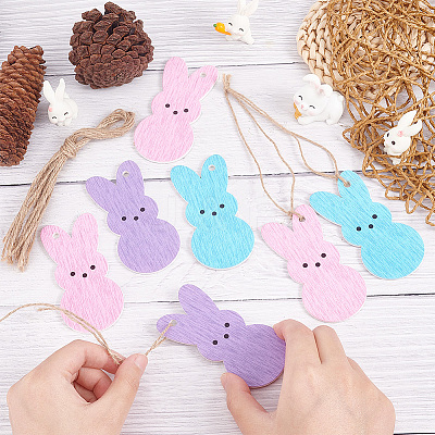 3 Bags 3 Colors Easter Theme Wooden Pendant Decorations HJEW-OC0001-32-1