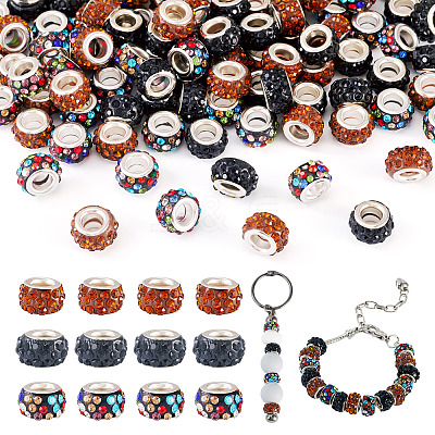 105Pcs 3 Colors Polymer Clay Rhinestone European Beads CPDL-TA0001-02-1