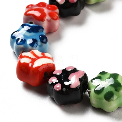 Handmade Printed Porcelain Beads PORC-F005-02-1