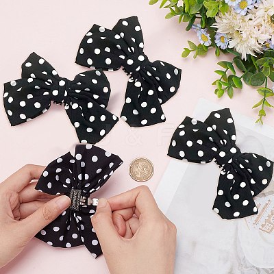Polka Dot Bowknot Detachable Polyester Satin Shoe Decorations DIY-WH0410-44C-1