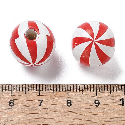 Printed Schima Wood European Beads WOOD-G023-15B-1