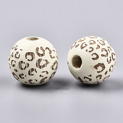 Painted Natural Wood Beads WOOD-T021-53B-12-1