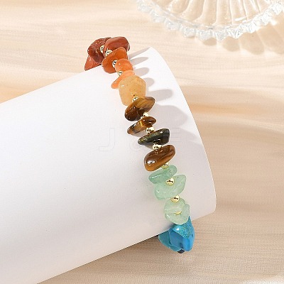 7 Chakra Gemstone Chip Beaded Bracelets BJEW-JB14189-1