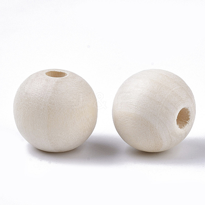 Natural Unfinished Wood Beads WOOD-S651-A16mm-LF-1