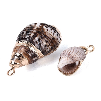 Electroplate Natural Spiral Shell Pendants SSHEL-Q100-44G-1