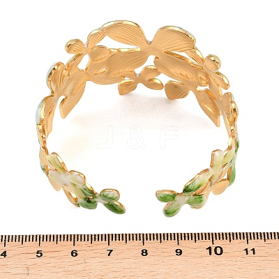 304 Stainless Steel Enamel Cuff Bangles BJEW-H638-03B-G-1