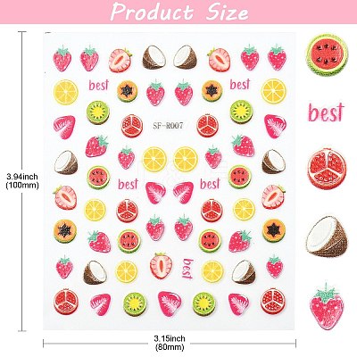 60Pcs Fruits Theme Paper Nail Art Stickers AJEW-CJC0018-05A-1