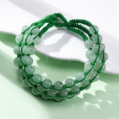 Natural Green Aventurine Round Beaded Multi-strand Bracelets for Men Women BJEW-G743-02D-1