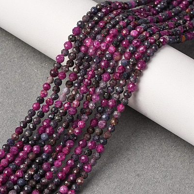 Natural Red Corundum/Ruby and Sapphire Beads Strands G-R462-035-1