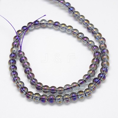 Electroplate Crystal Glass Round Beads Strands EGLA-F037-6mm-A-1