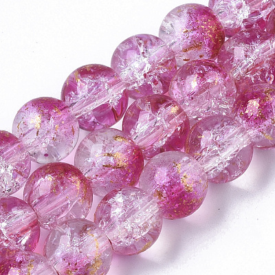 Transparent Spray Painted Crackle Glass Bead Strands GLAA-N035-03C-A04-1