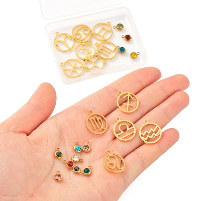 24Pcs 12 Colors 303 Stainless Steel Rhinestone Charms STAS-LS0001-30-1