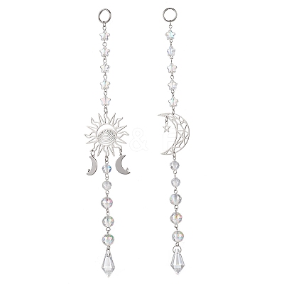 2Pcs Glass Hanging Suncatchers HJEW-JM04750-1