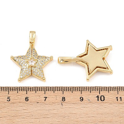Brass Micro Pave Cubic Zirconia Openable Pendants KK-Z140-30G-01-1