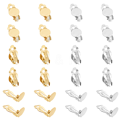 60Pcs 2 Colors 304 Stainless Steel Clip-on Earring Findings FIND-UN0003-59-1