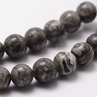 Natural Map Stone/Picasso Stone/Picasso Jasper Beads Strands G-G735-27-10mm-1