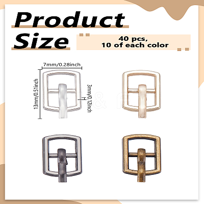 40Pcs 4 Colors Alloy Buckles AJEW-LP0001-60-1