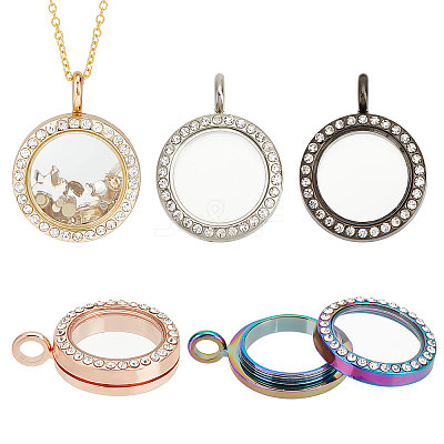 5Pcs 5 Colors Alloy Rhinestone Pendant Cabochon Open Back Settings RB-PH0001-22-1
