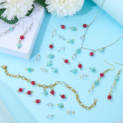24Pcs Natural Gemstone Birthstone Pendants PALLOY-SW00119-1
