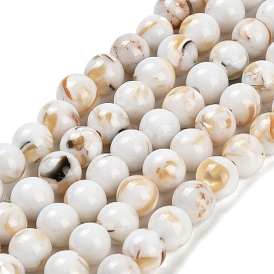Assembled Synthetic Stone and Trochus Shell Beads Strands G-B128-08B-01-1