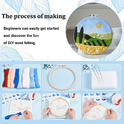 Mountain Scenery Hanging Painting Needle Felting Kit for Beginners DIY-WH0568-20-1