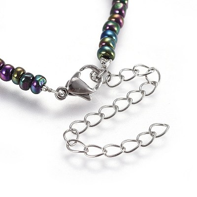 Glass Seed Beads Charm Bracelets BJEW-JB04148-1