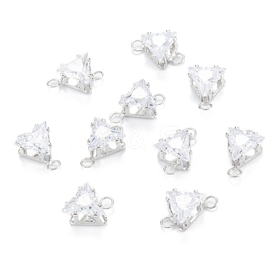 Brass Clear Cubic Zirconia Links ZIRC-G170-08-1