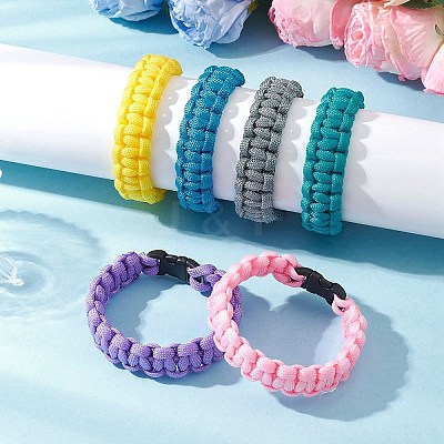6Pcs 6 Colors 7 Inner Cores Polyester & Spandex Cord Braided Bracelets for Men Women BJEW-JB12509-1