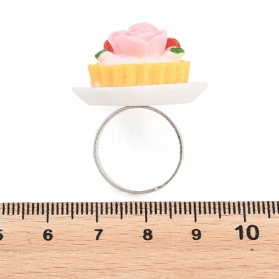 Afternoon Tea Resin & Plastic Adjustable Finger Rings for Women RJEW-K317-01G-1