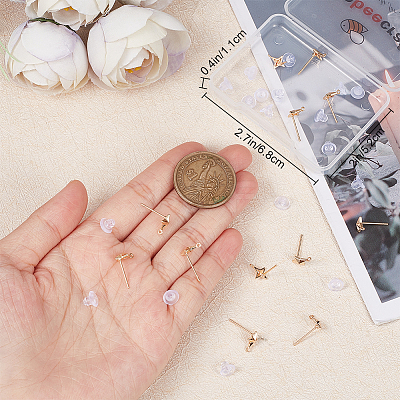 14Pcs Brass Star Stud Earring Findings KK-BBC0009-47-1