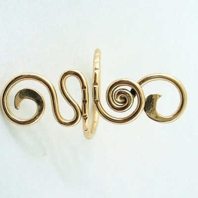 Boho Adjustable Brass Twisted Wire Wrapped Long Toe Rings FS-WGB3A04-01-1