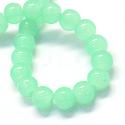 Baking Paint Imitation Jade Glass Round Bead Strands X-DGLA-Q021-10mm-22-1
