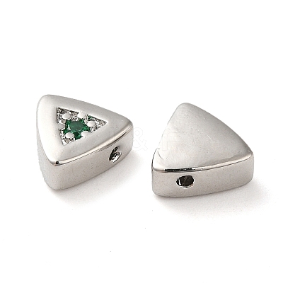 Real Platinum Plated Brass Micro Pave Cubic Zirconia Bead KK-H455-08P-03-1