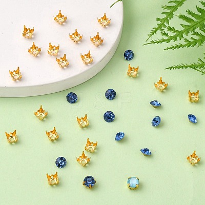 Square Brass Sew on Prong Settings X-KK-O084-05G-6x6mm-1