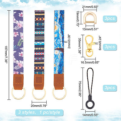 Printed Polyester Ribbon Wristlet Keychain KEYC-BC0001-03B-1