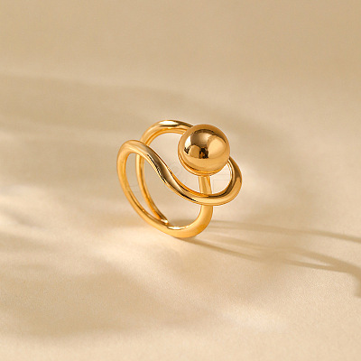 Round Beaded Brass Adjustable Finger Rings FS-WG25FED-01-1