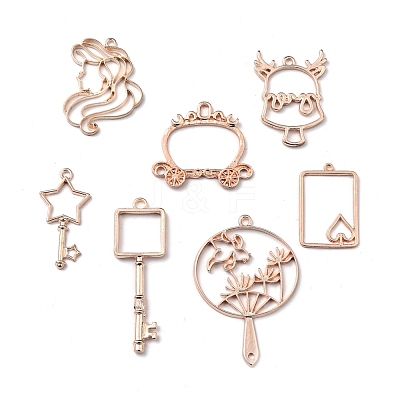 Zinc Alloy Open Back Bezel Pendants PALLOY-MSMC011-07RG-RS-1